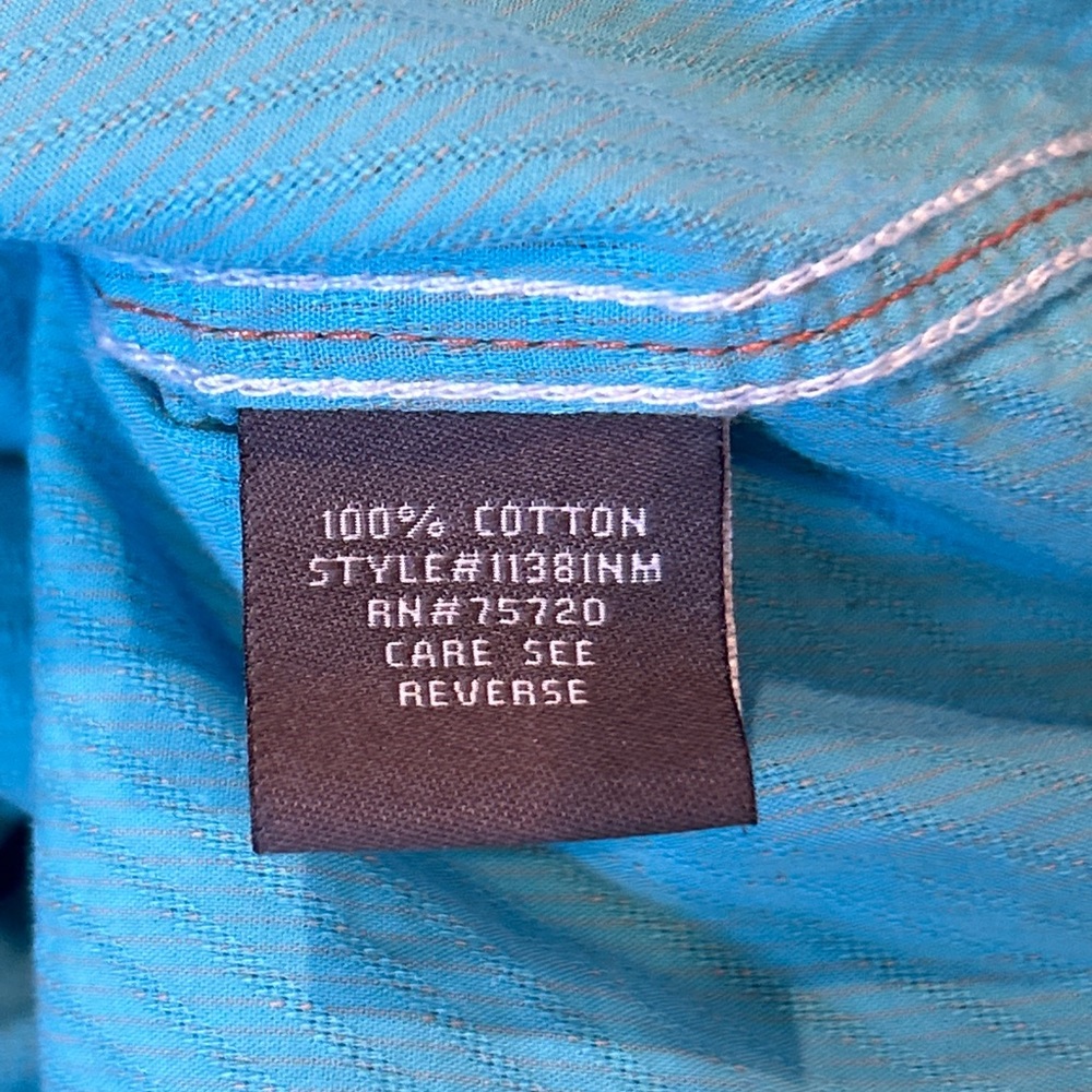 BKE Buckle Button Down Front Shirt Teal Blue White Mens XL Western Cowboy Rodeo - Picture 4 of 6